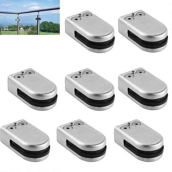 8 PCS Glass Clamp 8-12mm Glass Holder Glass Clip 304 Stainless Steel Adjustable Glass Bracket for Balustrade Stairs Handrail