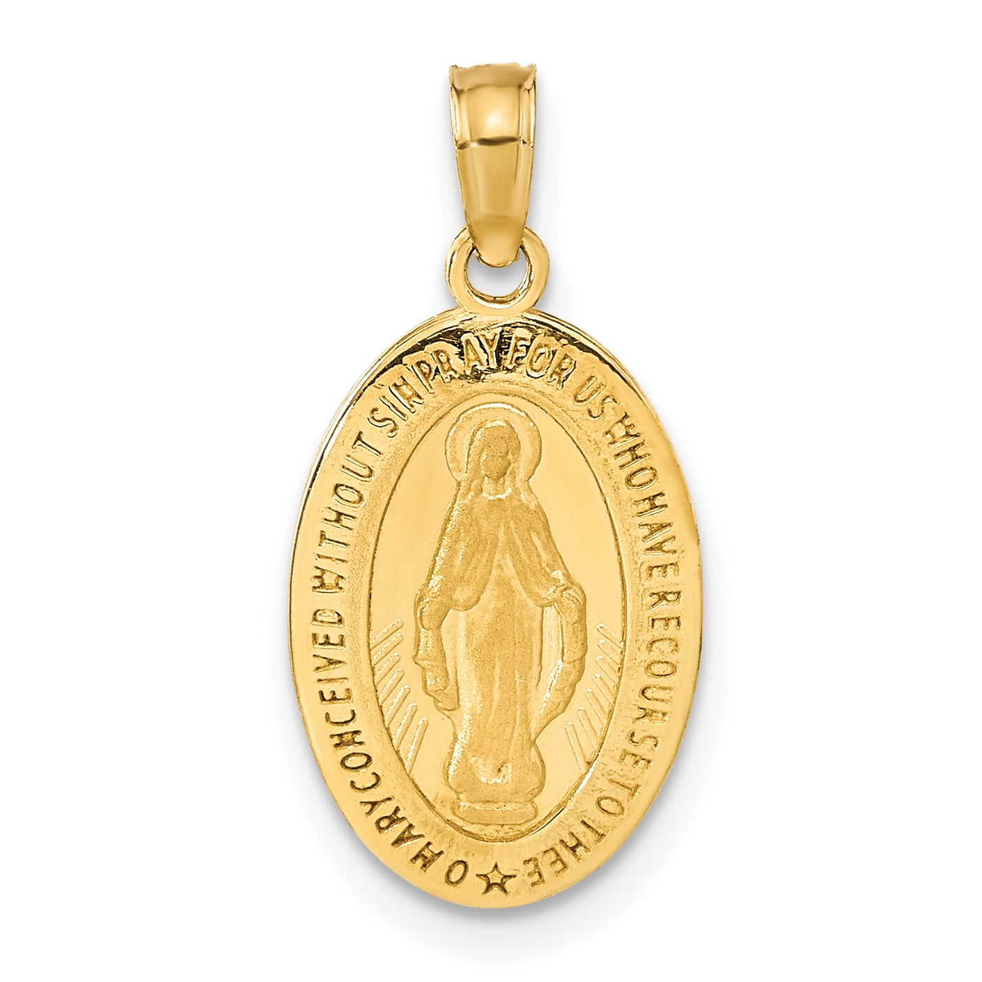 14k Yellow Gold Our Lady Of Miraculous Medal Blessed Virgin Mary