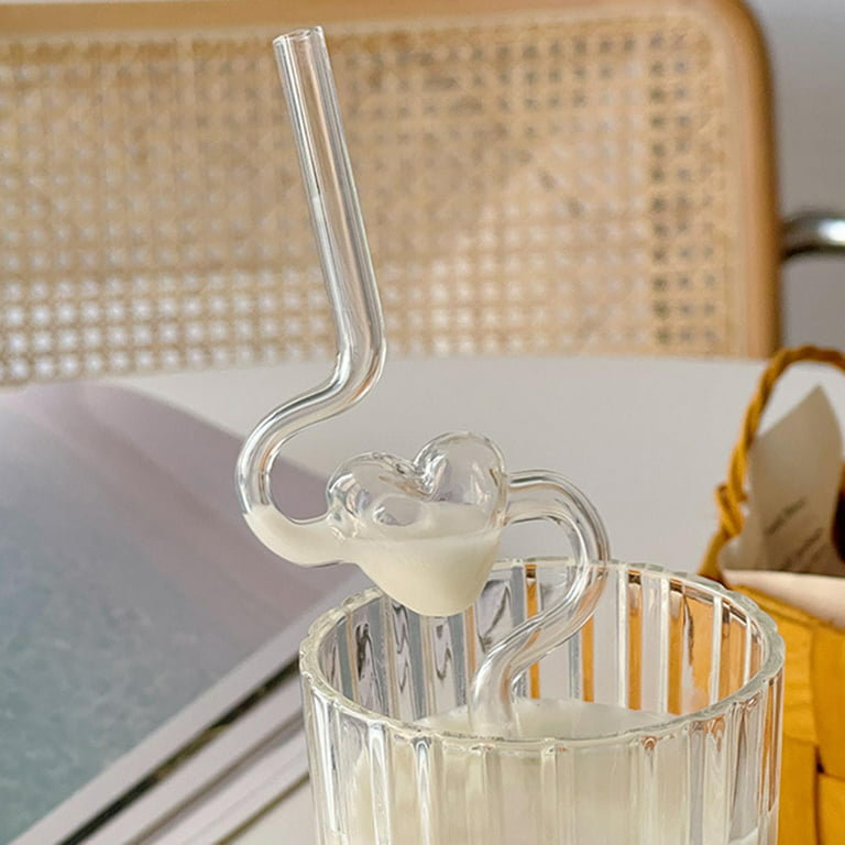 Reusable Bent Glass Straws Thick Lengthening Cute Curved High Borosilicate  Glass Drinking Straws for Milk Tea Milkshakes Smoothies, 1pc 
