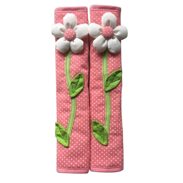 2PCS Pastoral Flower Polka Dot Door/Refrigerator Handle Cover Fridge Door Handle Gloves Home Decor Kitchen Accessories Pink
