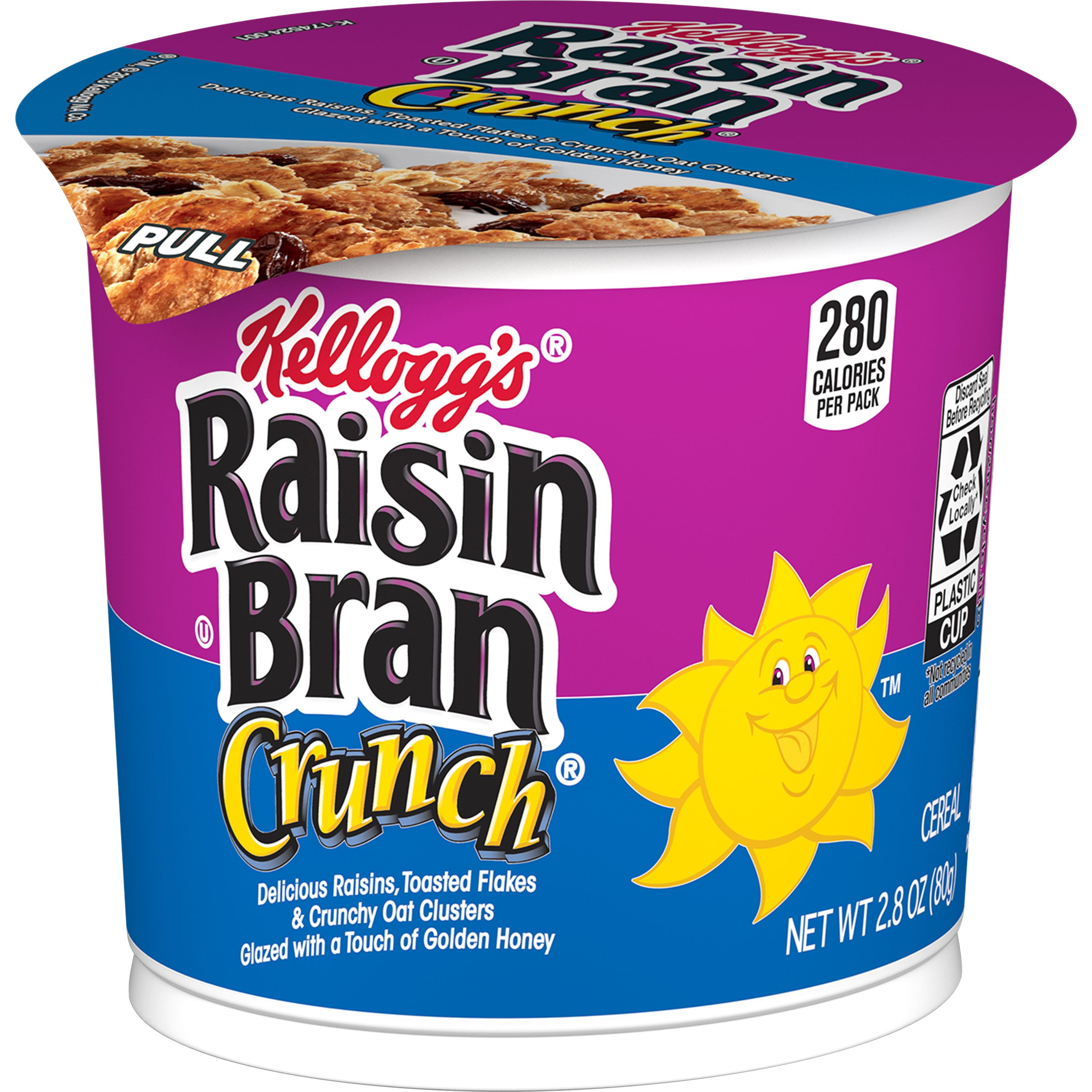 Kellogg S Raisin Bran Crunch Breakfast Cereal In A Cup Original Single Serve Good Food To Go Good Source Of Fiber 2 8oz Walmart Com Walmart Com