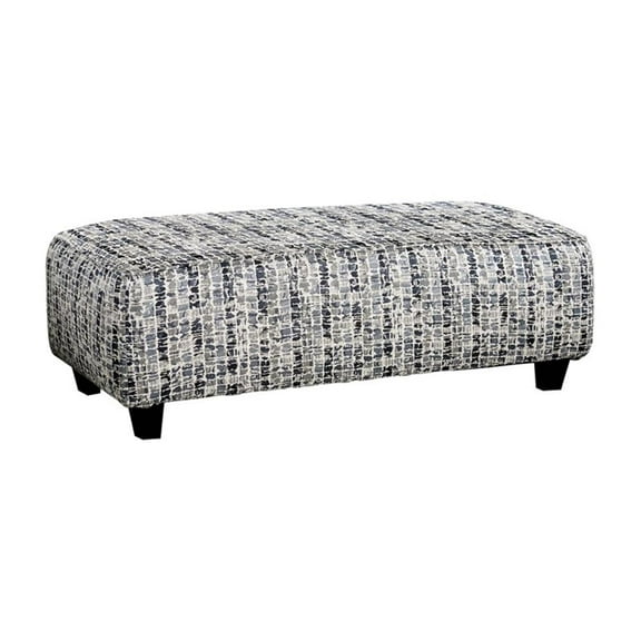 Furniture of America Tammie Fabric Rectangular Ottoman in Bluish Gray