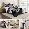 thumbnail image 6 of Twin Quilt Set 68''x86'', Puerto Rico Flag Lightweight Summer Bedspread Coverlet Set with 2 Pillow Shams, Modern Art Palm Tree American Flags Breathable All Season Quilt Bedding for Dorm/Bedroom, 6 of 9