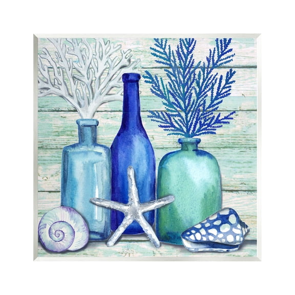 Stupell Industries Nautical Vases & Shells Nature Painting Unframed Art Print Wall Art, 12 x 12