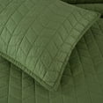 thumbnail image 4 of Chezmoi Collection Madrid Herringbone Geometric Solid Cotton Lightweight Quilt, 3-Piece Quilt Set, Queen, Loden Green, 4 of 9