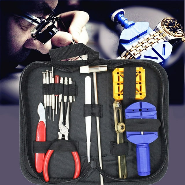 WREESH 16 Pcs Kit d'Outils de Réparation de Montres, Extracteur de Maillons, Barre à Ressort, Ouvre-Boîtier, Ensemble Neuf