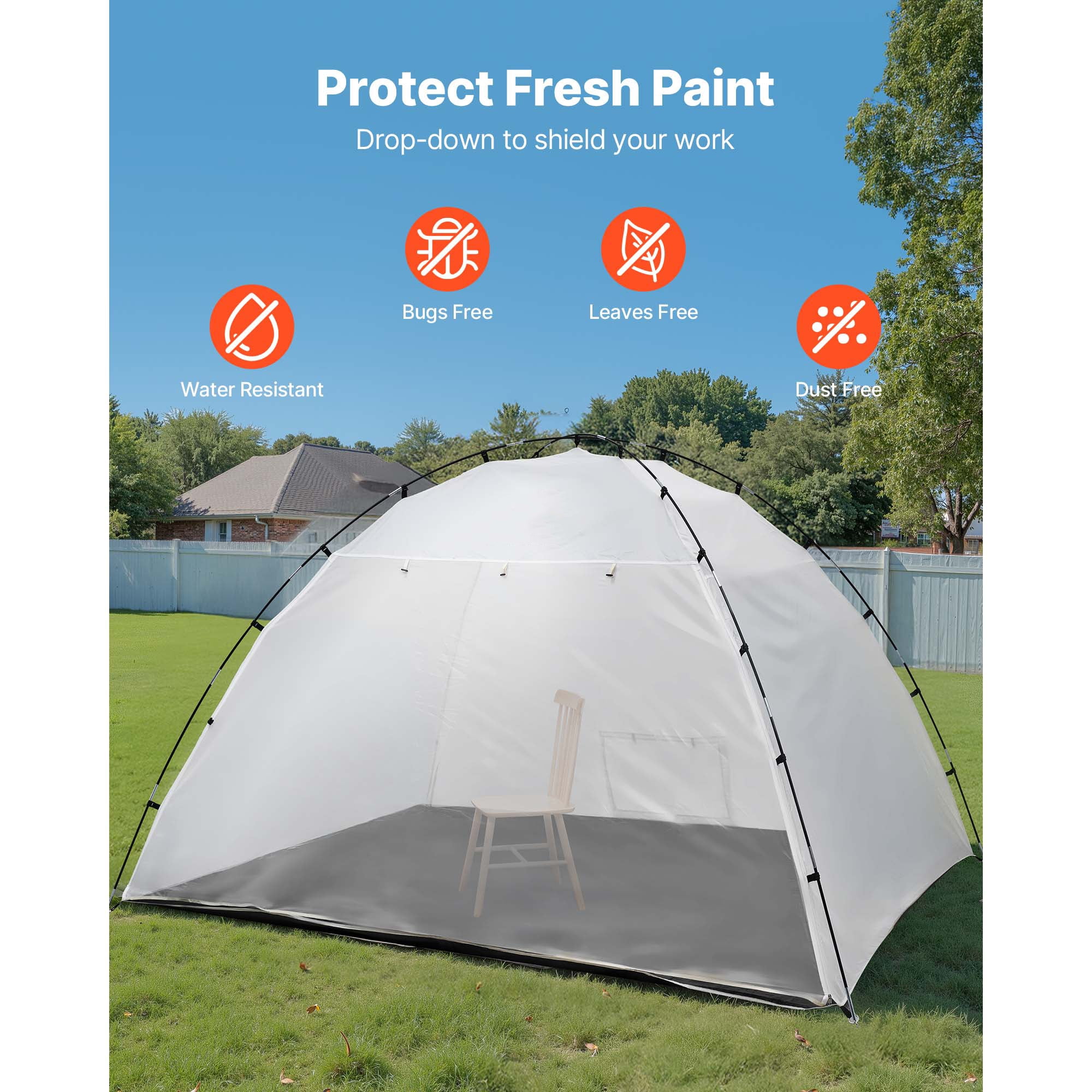 KFFKFF Portable Paint Booth Tent, 115.35 x 90.55 x 74 inch Spray Shelter with Floor & Mesh Screen, Spacious Oxford Fabric Tent for Painting Furniture like Cupboards, Chairs, and Tables