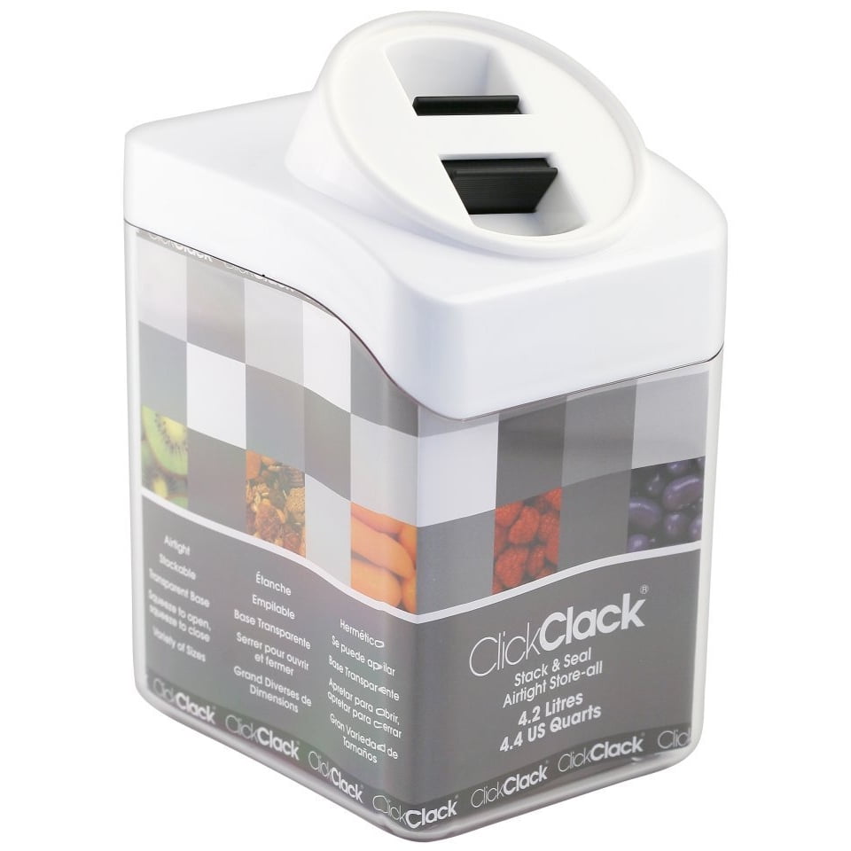 Click Clack StoreAll Stacking Food Container with White Lid, 4.2 Quart