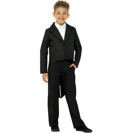 Child's Showman Magician Magic Act Black Tailcoat Jacket Costume