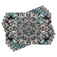 thumbnail image 3 of Ambesonne Oriental Floral Table Runner & Placemats, Mandala Trippy Aura, Placemat 4 pcs + Runner 12"x90", Dark Lavender Ruby Teal, 3 of 4
