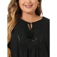 thumbnail image 5 of DARING DIVA Women's Plus Ruffle Sleeve Peasant Tie Neck Boho Top 4X Black, 5 of 6