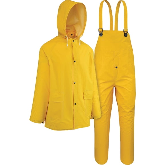 West Chester Protective Gear West Chester .35 mm PVC Polyester 3pc Rainsuit, Water Resistant, Yellow, 2XL, 44035-2XLCCW9 — Residential Use, Standard Application