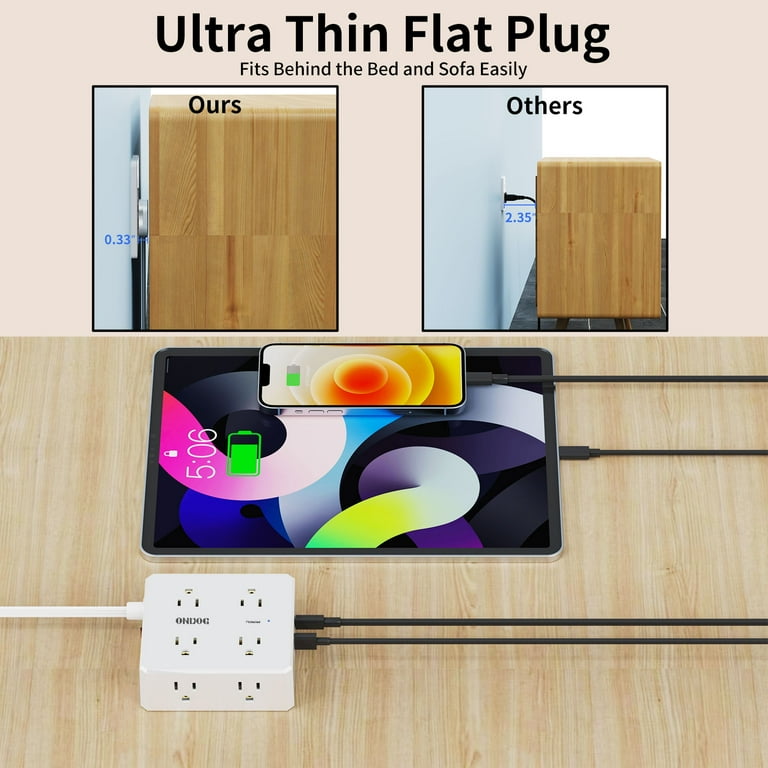 ONDOG 6ft Flat Plug Power Strip with 8 Outlets photo 4