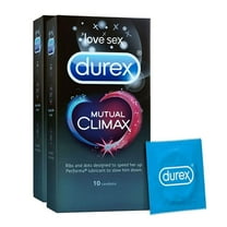 Durex Mutual Climax Dotted & Ribbed Condoms for Men & Women - 10 Count (Pack of 2)