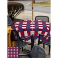 thumbnail image 5 of Square Outdoor Tablecloth With Umbrella Hole And Zipper– Abstract Modern Waterproof Patio Table Cover for Party, Picnic, Backyard, 54"x54" , 4th of July Checkered Red Navy Blue White, 5 of 8