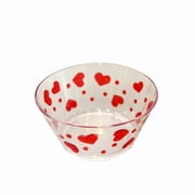 Angle View: Red Heart Dot Small Bowl