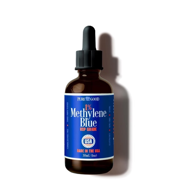 Pharmaceutical Grade Methylene Blue 1% (1 oz) | USP Grade, Third-Party Tested, Alcohol Free, Amber Dropper Bottle