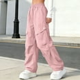 thumbnail image 4 of Lvshlubb Girls Cargo Pants Elastic Waist Althetic Casual Trousers with Pockets Althetic Pant for Girls Size 5-15, 4 of 6