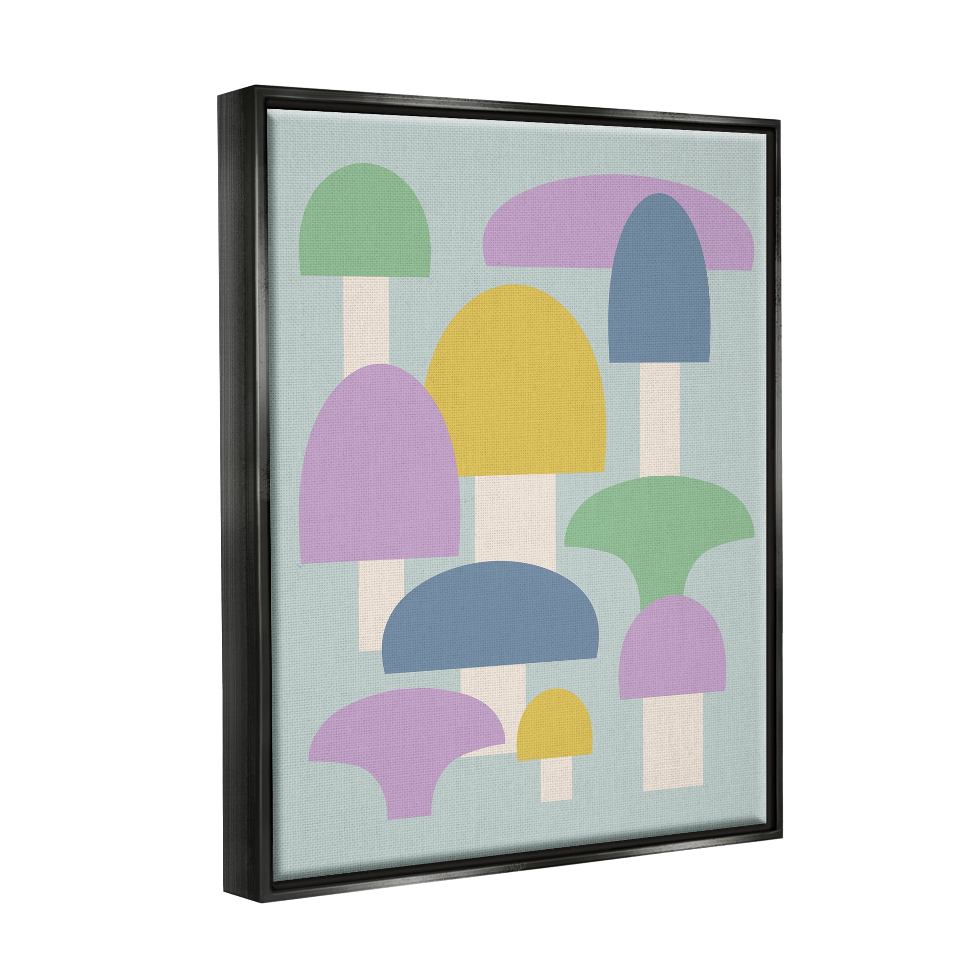 Stupell Industries Pastel Mushroom Shapes Botanical & Floral Painting Black Floater Framed Canvas Art Print Wall Art, 17 x 21