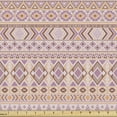 thumbnail image 1 of Folk Fabric by the Yard, Tribal Pattern in Pastel Tones with Geometric Motifs, Upholstery Fabric for Dining Chairs Home Decor Accents, Grey Pink Chocolate by Ambesonne, 1 of 5