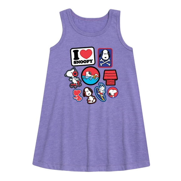Peanuts - I Heart Snoopy Patches - Youth Girls A-line Dress