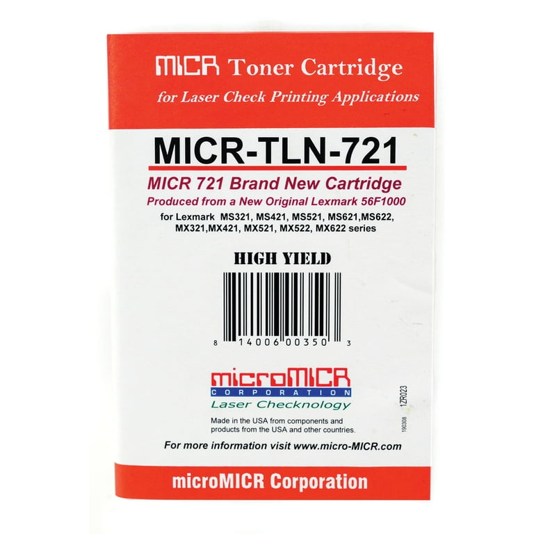 microMICR MICR Laser Toner Cartridge - Alternative for Lexmark 56F1000 - Black - 1 Each - 6000 Pages microMICR MICR Laser Toner Cartridge - Alternative for Lexmark 56F1000 - Black - 1 Each - 6000 Pages