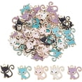 thumbnail image 1 of 40 colgantes de aleación de esmalte con forma de gato, 5 colores, para mascotas, felinos, animales pequeños, chapados en oro., 1 of 7