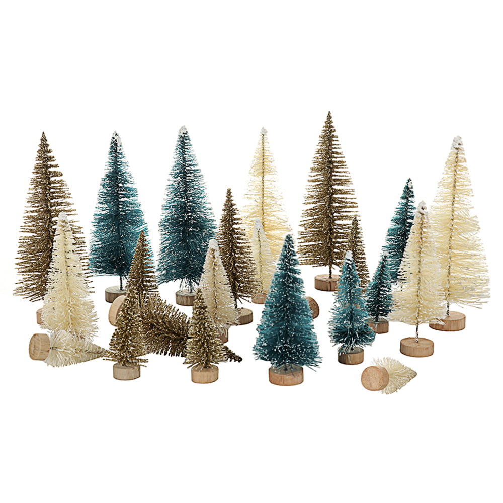 Simulation White Feather Diy Christmas Trees With Copper Wire Light Desktop  Mini Christmas Tree Decoration 