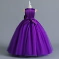 thumbnail image 6 of Generic Christmas Sweatshirt Kids Toddler Girl Dress Summer Sleeveless Bowknot Flower Princess Dress Catwalk Performance Dress for 2024 New Vintage Holiday Party Clothing(12-13 Years,Purple), 6 of 8