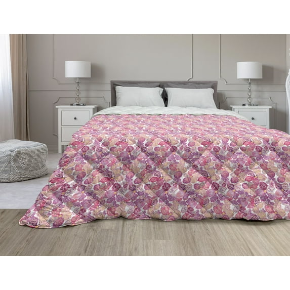 Animals Down Alternative Comforter, Natural Theme Various Butterflies and Dragonflies Pattern, Microfiber Quilt for All Season, 5 Sizes, Pale Purple Charcoal Grey, by Ambesonne