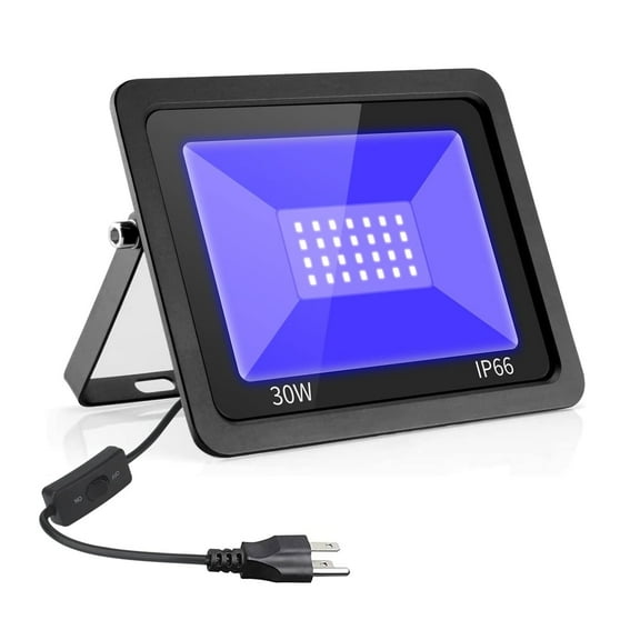 INDMIRD 30W LED UV FloodLight Modern Waterproof IP66 Spotlight Ultraviolet Light Switch Porch Garden Patio Exterio Garage Party Lamp