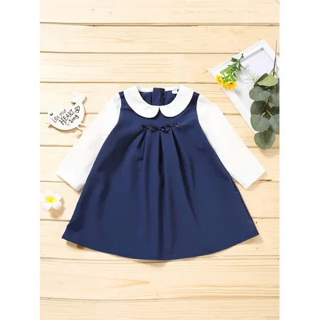 

Toddler Girls Long Sleeve Doll Collar Dress
