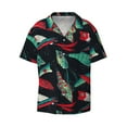 thumbnail image 2 of Lsque Fishing Lure print Men's Cuban Collar Short Sleeve Shirt Summer Beachwear Casual Button Down Fashionable Vacation Leisure Shirt-Large, 2 of 7