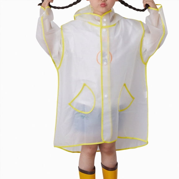 Hooded Transparent Raincoat Girl Boys Rain Coat Hooded Outdoors Clear Waterproof Kids Toddler Children's Rainwear Protective Covers,Yellow,XL