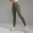 thumbnail image 2 of Riforla Womens Leggings High Waist Yoga Pants Soft Stretchy Workout Leggings with Pockets Comfortable Athletic Wear Women's Pants Army Green L, 2 of 3