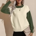 thumbnail image 3 of Suéter de punto para mujer, cuello redondo, manga larga, color block, ajuste holgado, prendas de punto para uso diario, 3 of 6