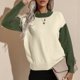 thumbnail image 1 of Suéter De Punto Para Mujer, Informal, Holgado, De Manga Larga, Para Mujer, Con Cuello Redondo, Color Block, Cómodo Para Uso Diario ANGGREK  Otros, 1 of 6