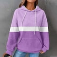 thumbnail image 2 of aidice Hoodies for Women Drawstring Long Sleeve Color Block Oversized Sweatshirts with Kangaroo Pockets, 2 of 6