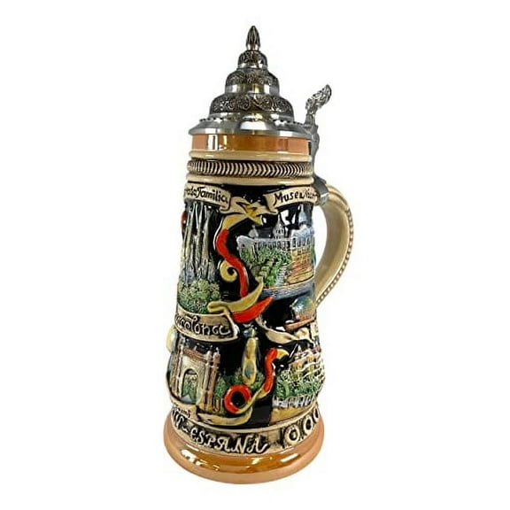 Barcelona Spain Landmarks Panorama LE German Stoneware Beer Stein .5 L Germany