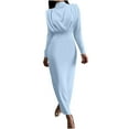 thumbnail image 2 of YHAJDS Women's Casual Dress,Women's Dresses Long Sleeve Dress Solid Color High Neck Slim Maxi Dress Elegant Fall Dresses for Women Formal Waist Cinched Long Dress, 2 of 5