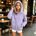 thumbnail image 5 of Fleece Lined Half Zip Hoodie for Girls Ghalytn Quarter Zip Pullover - Kangaroo Pocket Casual Top, Back to School, 5 of 6