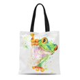 thumbnail image 1 of JSDART Canvas Tote Bag Red Exotic Frog Graphics Splash Watercolor Unusual Reusable Shoulder Grocery Shopping Bags Handbag, 1 of 1