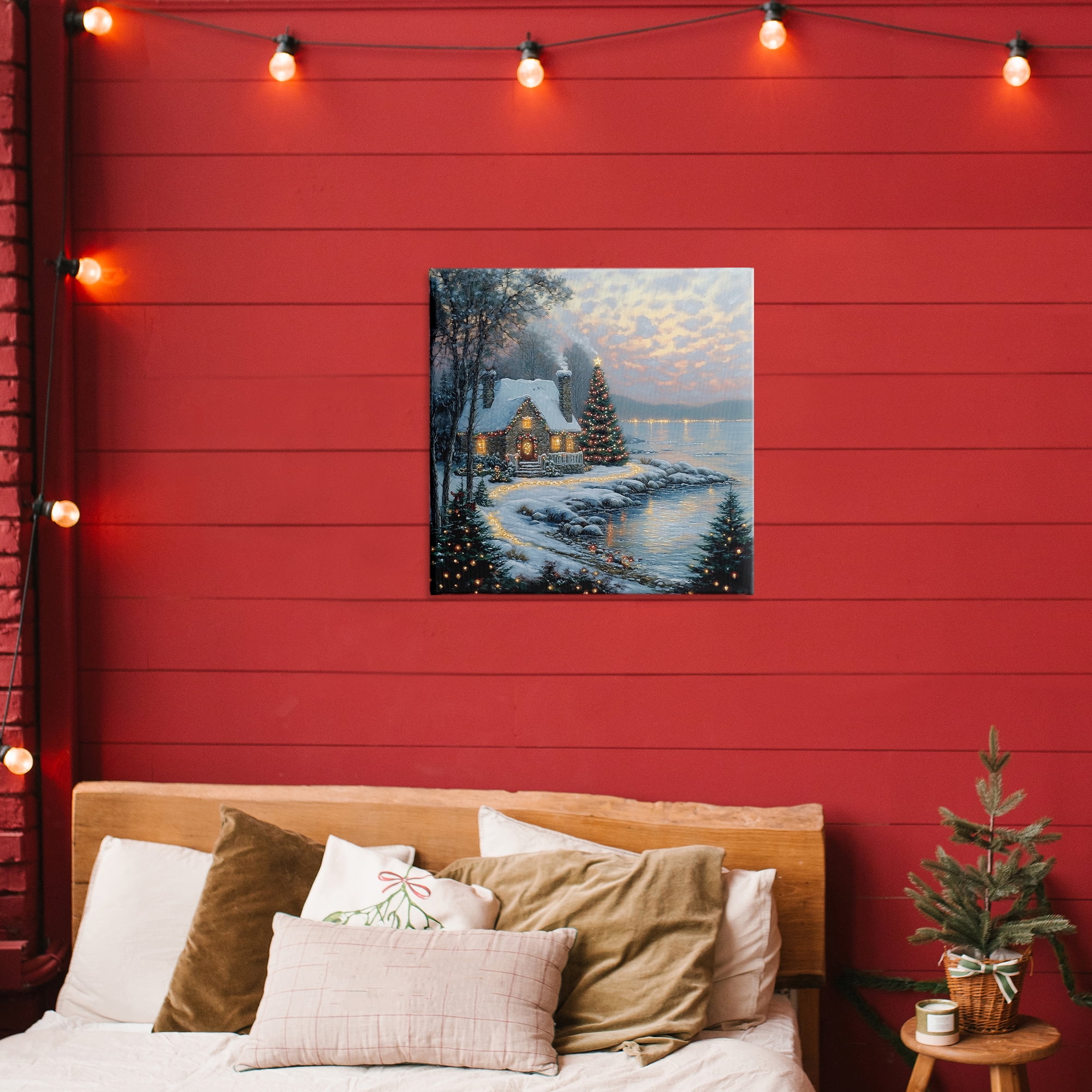 Stupell Industries Snowy Lit Cottage by Lake Canvas Wall Art, design by Heidi Kuntz