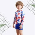 thumbnail image 5 of GYRATEDREAM Boys 2 Piece Rash Guard Set Swimsuit UPF 50+ Long Sleeve Swimwear with Swim Trunks Bathing Suit for 4-8Y White, 5 of 8