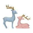 thumbnail image 2 of 2 Pcs Resin Reindeer Figurine, Minimalist Abstract Fawns, Tabletop Decor for Home Office Holiday Christmas （Pink）, 2 of 6