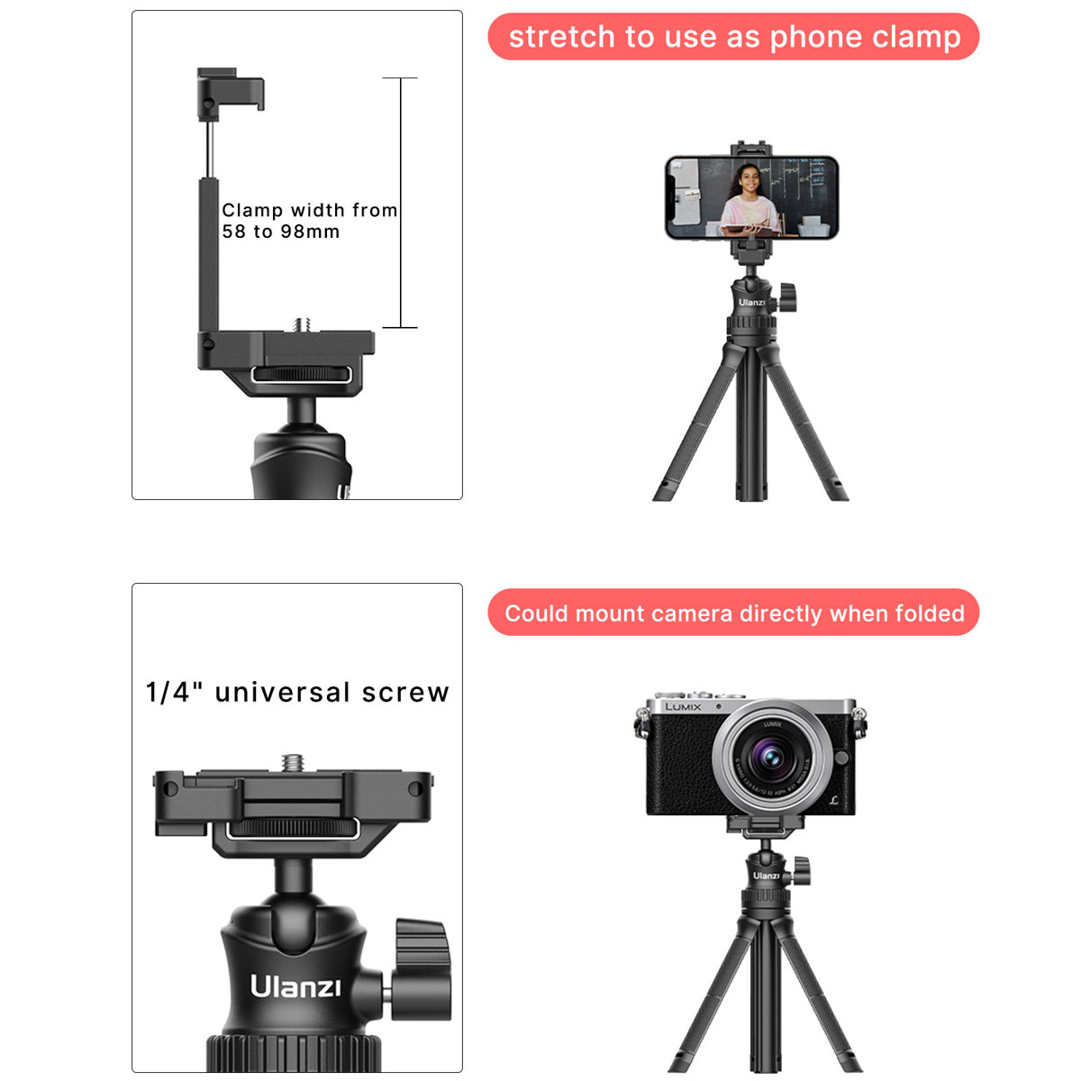Ulanzi MT-34 6-Stage Multi-Functional Extendable Tripod