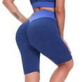 thumbnail image 4 of LOVZFMLL Women's Plus Size Yoga Half Pants, Honeycomb High Waist Butt Lifting Leggings for Workout Gym Train Bike Women's Pants Blue S, 4 of 5