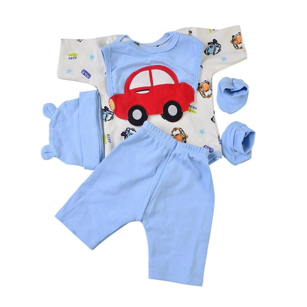 Milaget 5pcs Reborn Doll Clothes 22 23inch Boys Baby Outfits Look Printed Jumpsuit