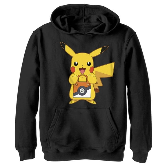 Boy's Pokemon Halloween Trick or Treat Pikachu Pull Over Hoodie Black Small