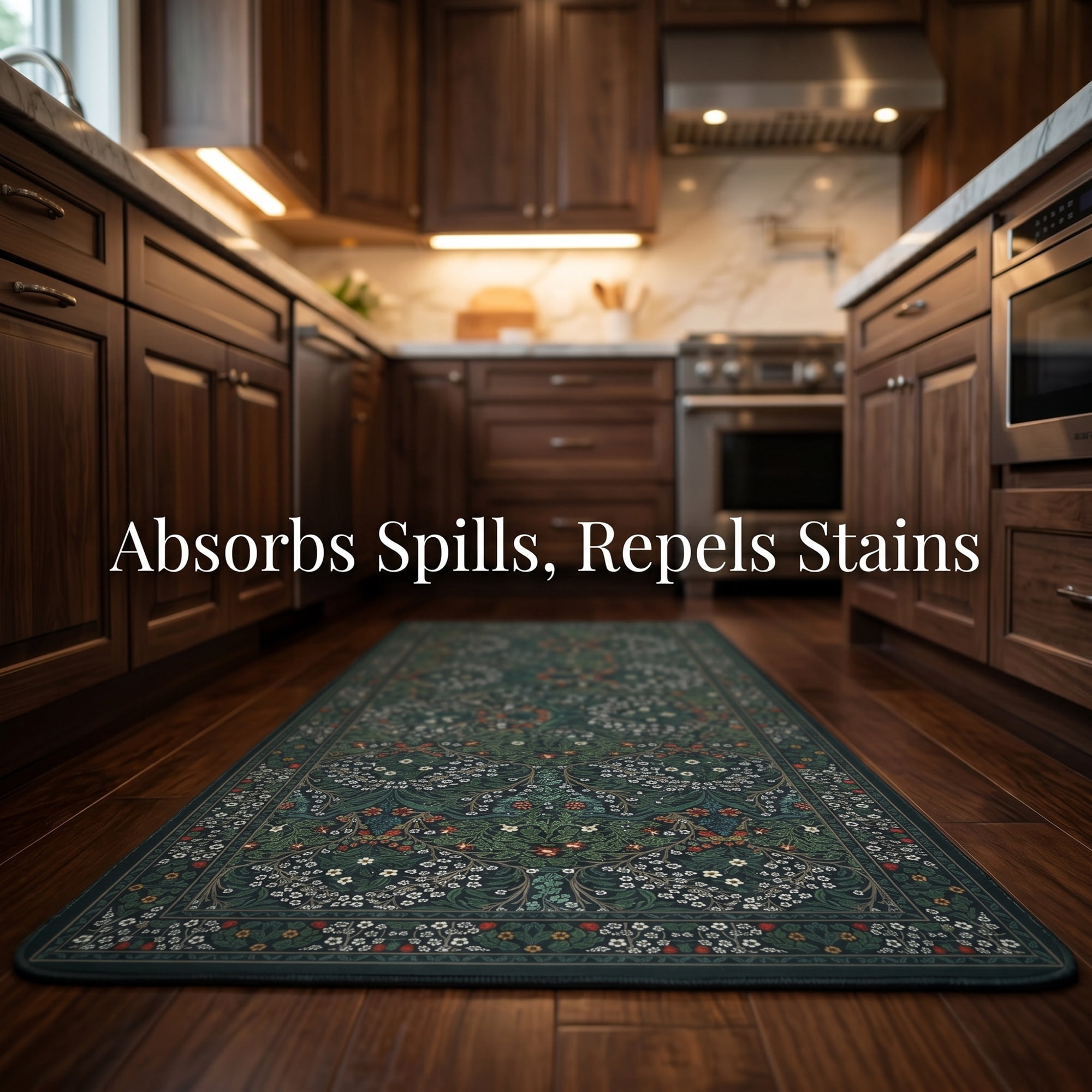 Unique Bargains 2Pcs Non-Slip Absorbent Runner Rug Set Dark Green 24" x 16" 47" x 16"